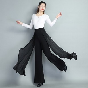 2025年秋季 长腿直筒裤 新款 舞裤 QSLZ 长裤 清水灵籽雪纺拼接阔腿裤