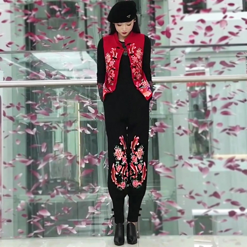 春季马夹灯笼裤马甲两件套装女