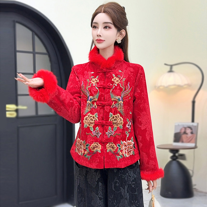 2025冬季新款新中式棉服兔毛领棉衣民族风刺绣保暖上衣短款外套女,女装/女士精品,棉衣/棉服,淘宝优惠券,粉丝福利购,淘宝优惠卷