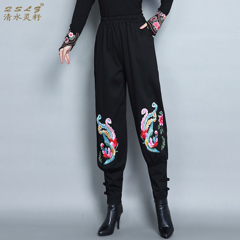 松紧腰民族风长裤小脚灯笼裤女裤