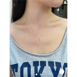 bm项链S925通体纯银迷你小钻石十字架正品国内代购brandymelvil潮