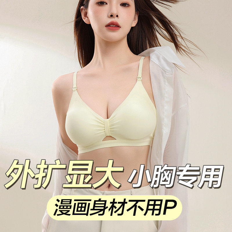 外扩型漫画胸内衣女聚拢小胸爆乳大平胸专用一体式美背露背文胸罩