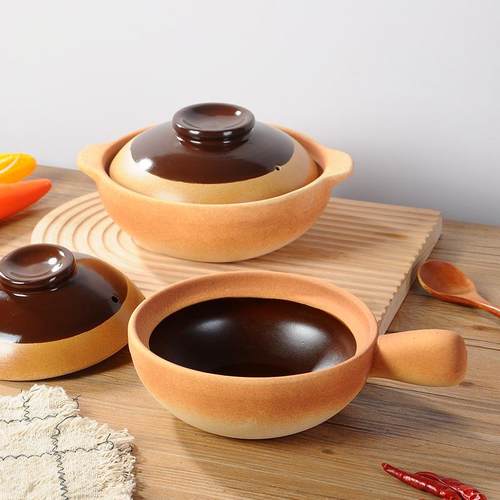 砂锅浅锅双耳单柄小沙锅陶瓷老式