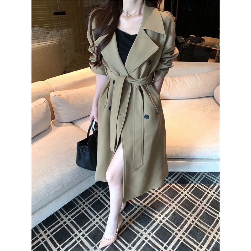 高级感气质双排扣风衣女装秋季2025年新款复古卡其色长款大衣外套