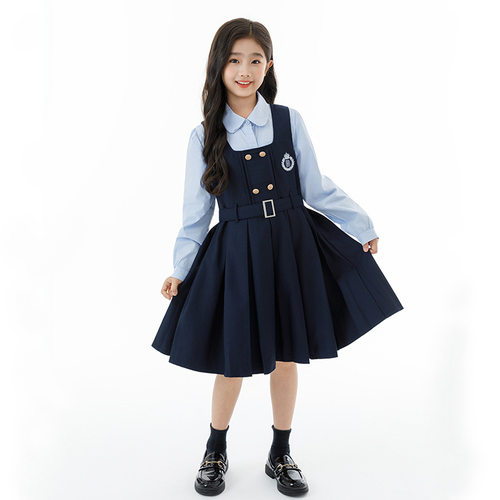 女童连衣裙套装园服2025秋冬装长袖衬衫背心裙两件套大童学生礼服
