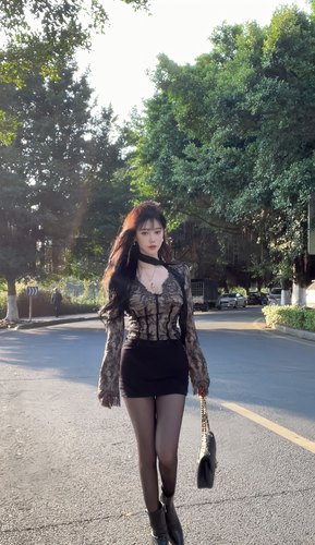 很有女人味的蕾丝上衣v领长袖两件套 配丝带