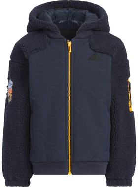 Adidas阿迪达斯童装24冬小童仿羊羔绒运动休闲连帽夹克外套JJ4952
