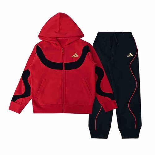 阿迪达斯童装25春新款蛇年新年款男女小童夹克套装连帽外套JM5845