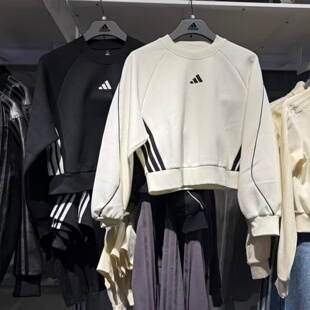 Adidas阿迪达斯卫衣女子25秋季新款圆领宽松运动休闲套头衫KC0013