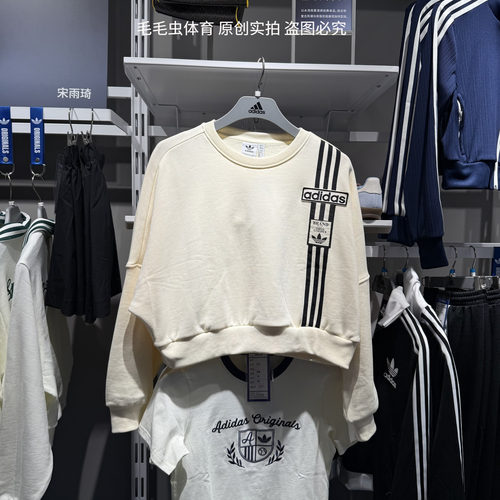 Adidas阿迪达斯三叶草女25春季新款百搭蝙蝠袖卫衣套头衫 JD0084