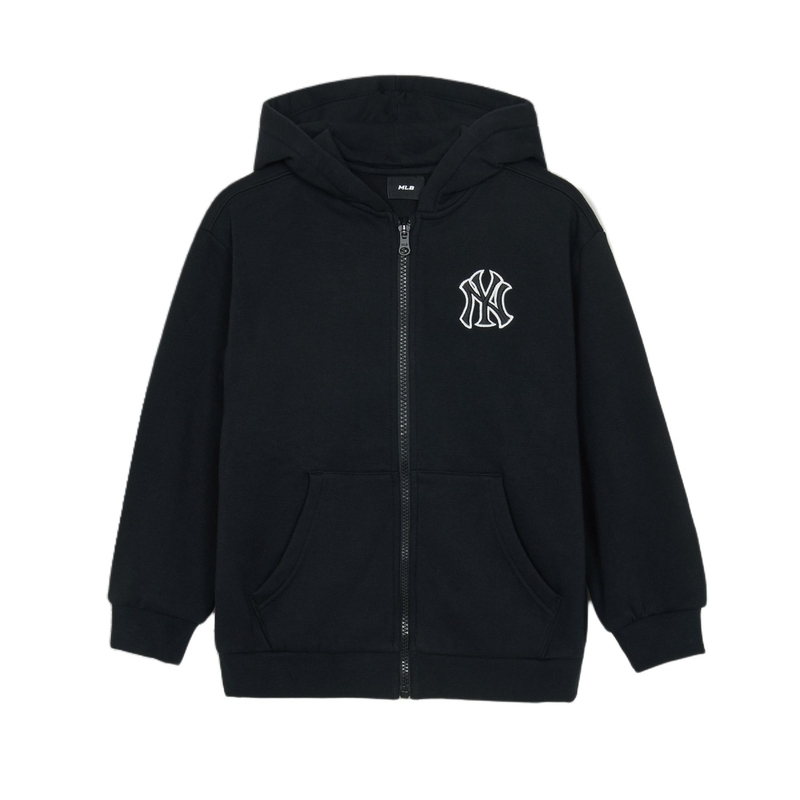 24新款MLB儿童外套男女童NY复古刺绣连帽开衫运动夹克7AHDB0346