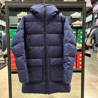 PUMA彪马冬季新款男子加厚防风连帽中长款保暖羽绒服外套678321