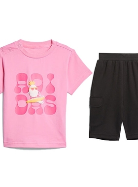 Adidas阿迪达斯INCD3/4SET女婴童圆领短袖套装IT1811