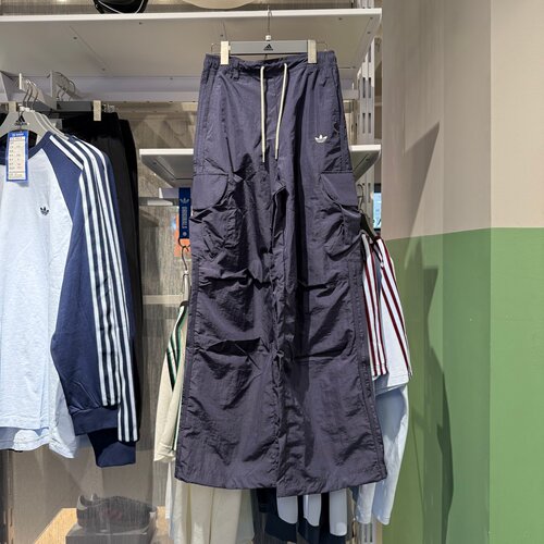 Adidas阿迪达斯三叶草女子三条杠刺绣速干透气宽松直筒长裤KT3058