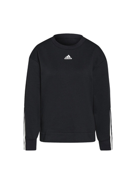 adidas阿迪达斯卫衣女2024新款运动宽松休闲圆领条纹套头衫GS1348