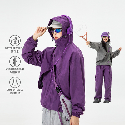 男女两件冲锋衣壳外套户外通勤防泼水可拆卸二合一