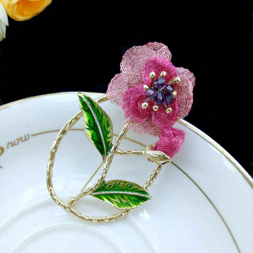 克丽斯汀优雅胸针网纱花朵胸花别针毛衣外套白领女士饰品配饰女人