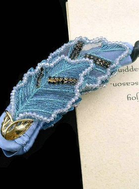 christ专柜香蕉竖夹韩版发饰中大号马尾八字扭夹发卡一字夹刺绣夹