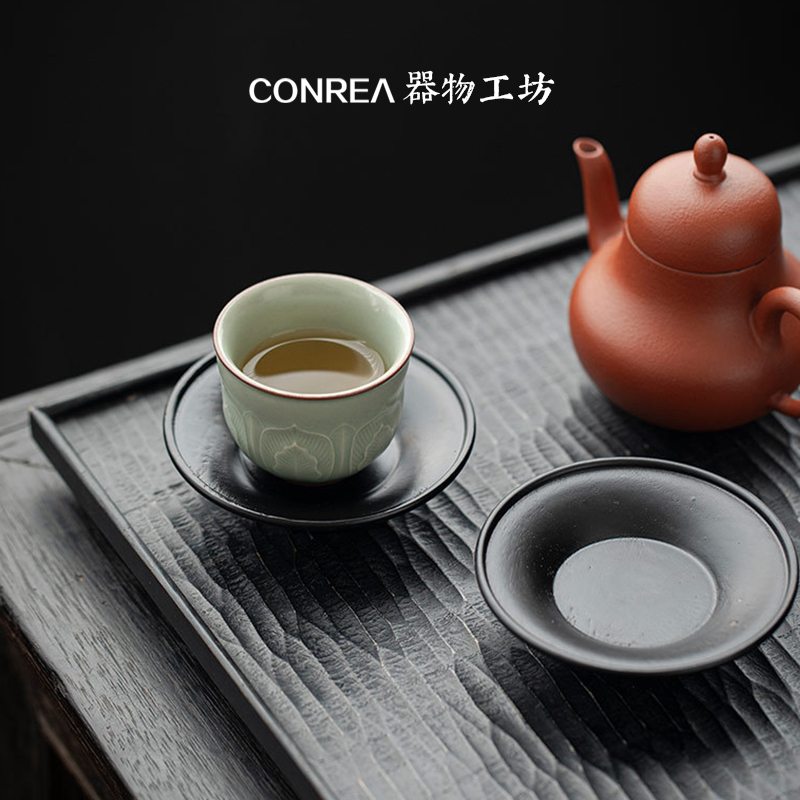 手作杯垫杯托胡桃木炭烧黑新中式