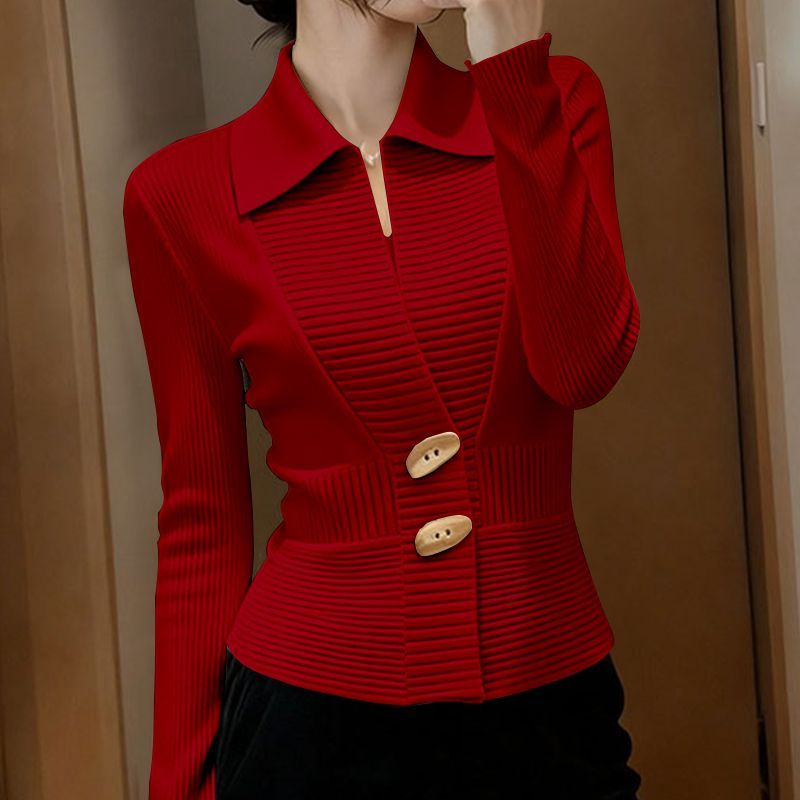 毛衣女2025秋冬新款长袖上衣韩版收腰宽松领百搭针织外套显瘦开衫