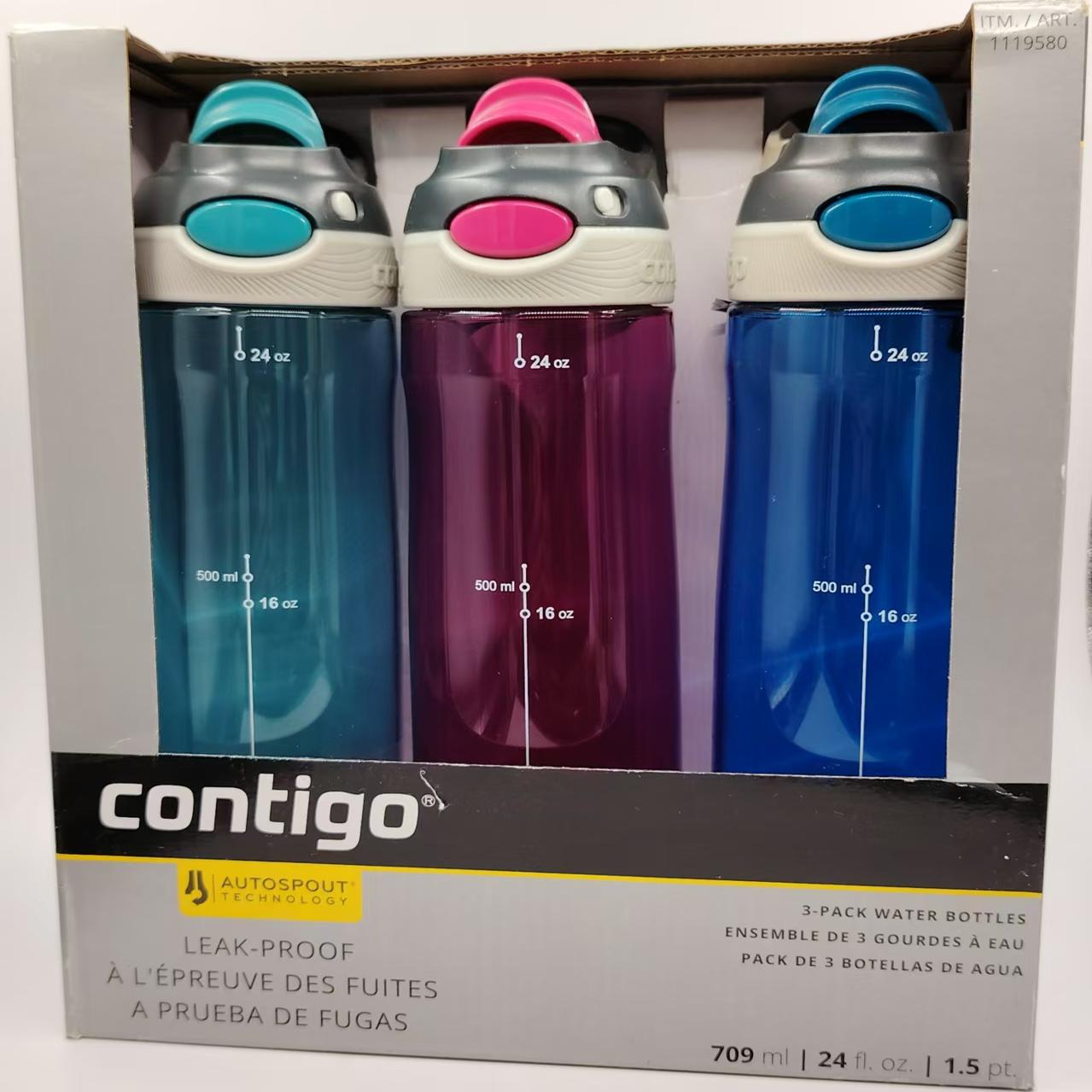 美国*Contigo康迪克709ml成人防漏水壶儿童414ml男女防漏吸管水壶