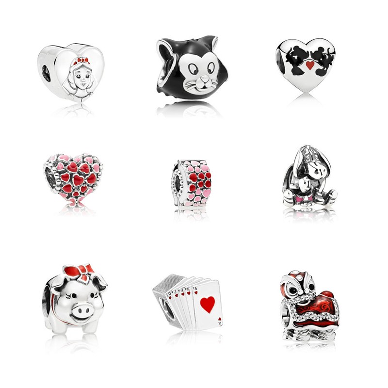 潘系新款DIY饰品配件 合金扑克牌白雪公主滴油点钻混款