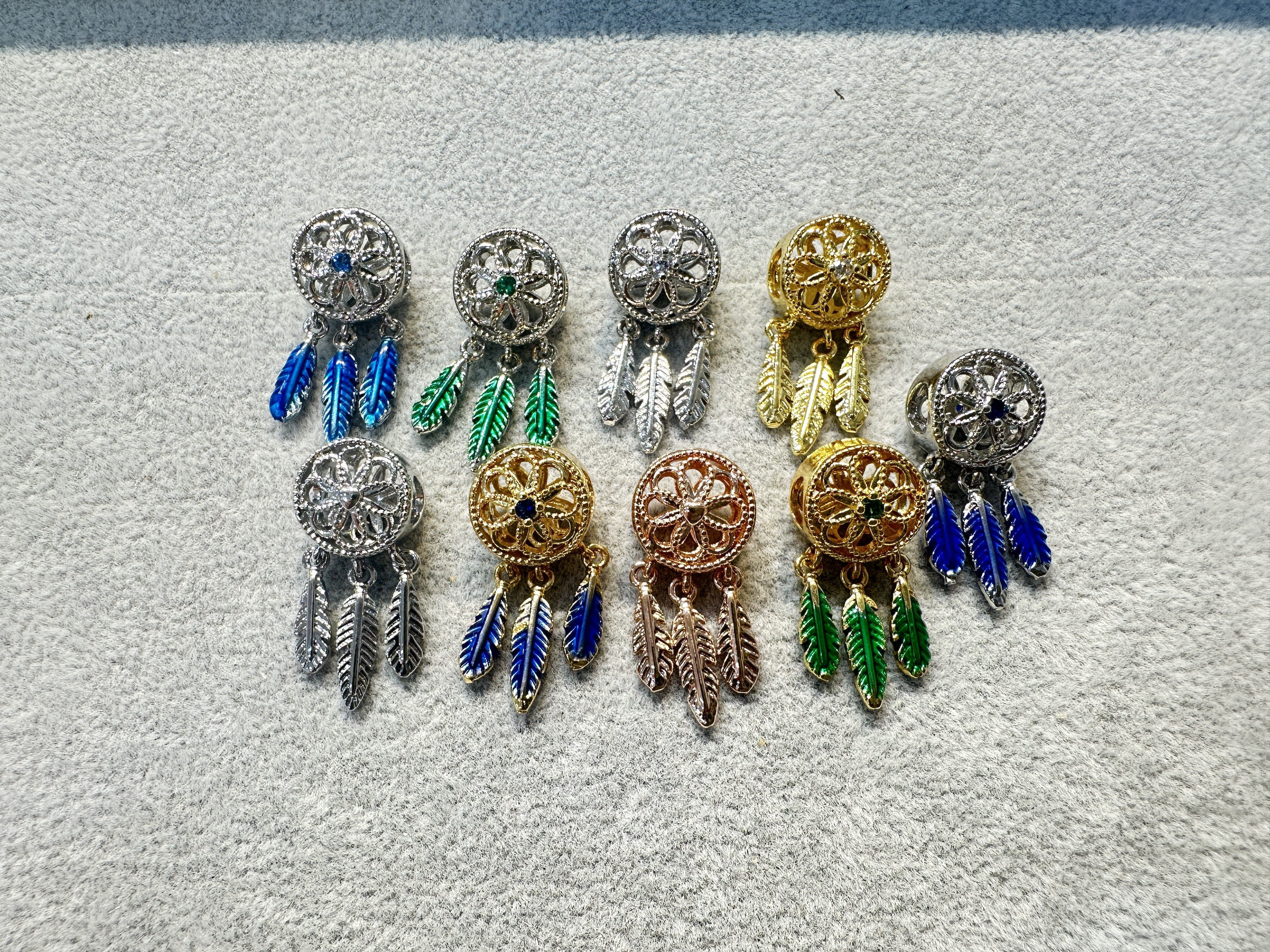 潘家风格不掉色珠子手链项链吊坠diy配件手工串珠捕梦网羽毛