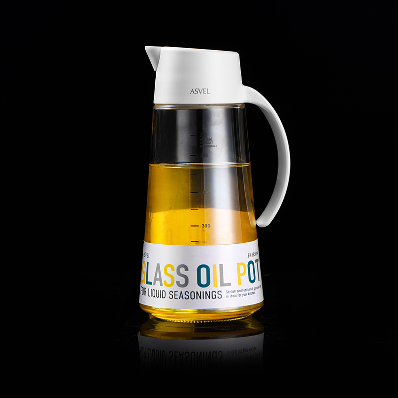 日本asvel玻璃重力自动开合油壶