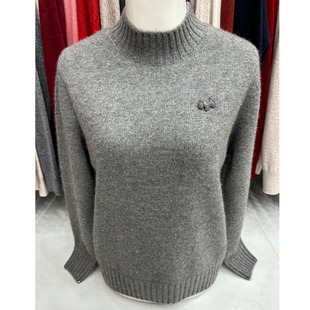 毛衣女款2025新款雪豹半高领羊绒衫加厚打底衫依卡璐秋菊纯羊毛衫