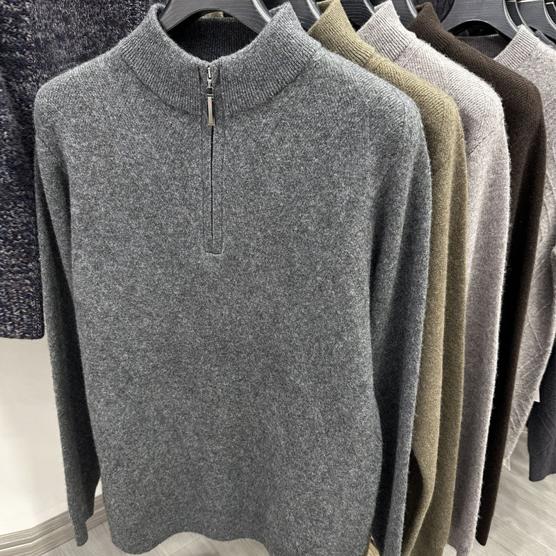 羊绒衫男100纯羊绒加厚毛衣男款2025新款雪豹拉链领羊毛衫针织衫,男装,羊绒套衫,淘宝优惠券,粉丝福利购,淘宝优惠卷