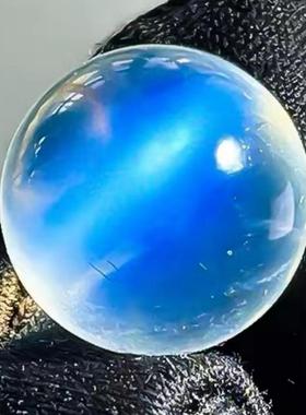 收藏级天然冰透月光石散珠强蓝月光单珠diy多宝手串配珠白月光石