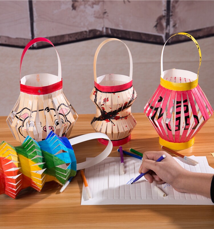 중추절 종이 등불 어린이를위한 수제 DIY 재료 패키지 2023 휴대용 그림 미술 색칠 등불