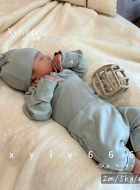 peekaboo韩国collin新生儿宝宝柔软舒适亲肤可包裹家居服三件套装