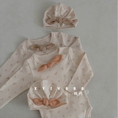 韩国进口peekaboo幼儿宝宝纯棉爬服包屁衣修身弹力家居服爬服