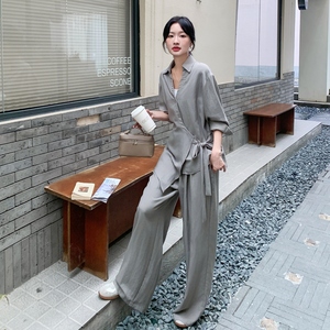 衬衫常规款宽松灰色垂感春夏时尚家居服宽松型女装春秋气质长袖图片