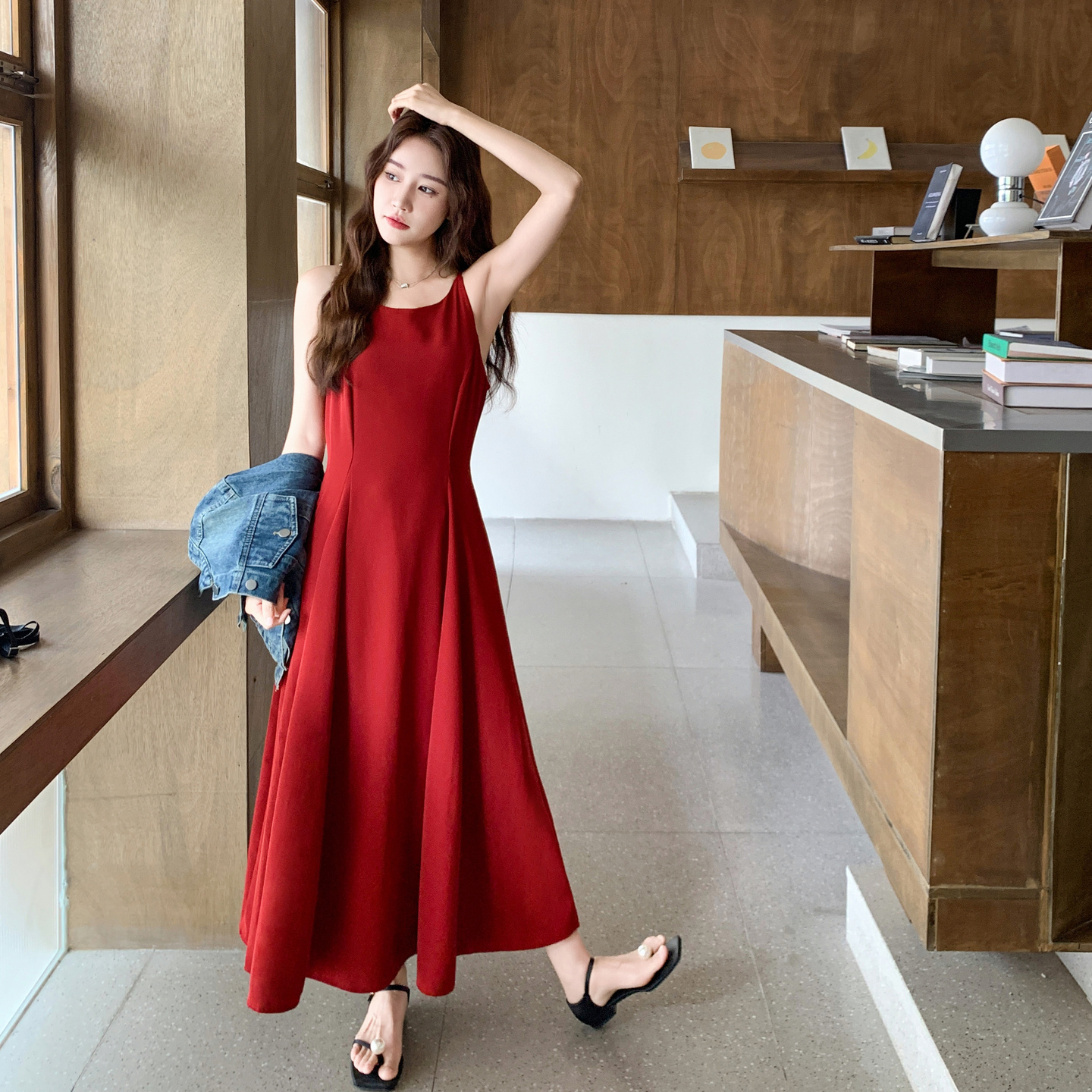 69104新款25法式气质红色连衣裙P155K238，女装连衣裙，衣素