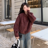 休闲风立领秋季薄款短款短外套大衣秋冬宽松秋装针织春秋小个子，女装短外套，浙宝108