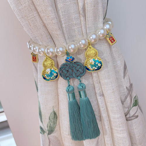 吉祥如意葫芦窗帘绑带流珍珠磁吸