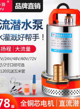 韩羽直流潜水泵12V24V48V60V伏电瓶车水泵电动车抽水泵农用抽水机