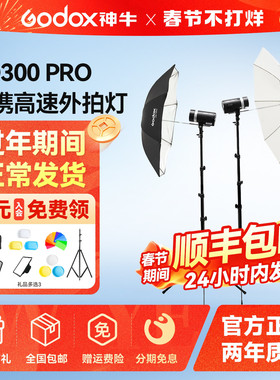 神牛AD300PRO外拍闪光灯户外影棚摄影灯高速TTL测光锂电双灯套装