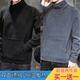 新款 外套保暖卫衣男ins 潮流加绒厚款 秋冬德绒半高领长袖 T恤男韩版