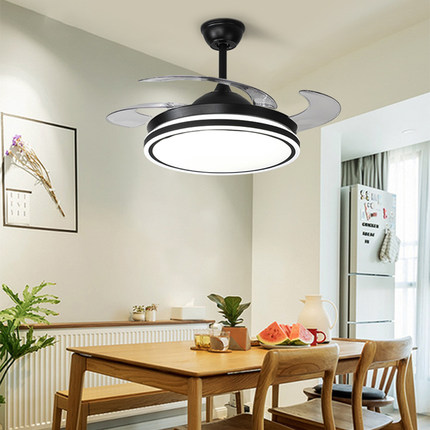 现代简约隐形风扇灯餐厅客厅卧室LED家用美式变频吊灯北欧吊扇灯