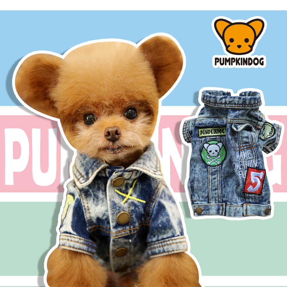 PUMPKINDOG 重磅洗水做旧刺绣牛仔衣 宠物狗衣服装外套 宠物/宠物食品及用品 狗宠物服装/雨衣 原图主图