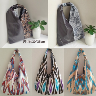 新疆特色民族风艾德莱斯复古时尚手提包皮包布艺拼接纪念品伴手礼