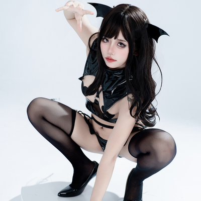 SENMHS原创性感暗黑风小恶魔cos动漫角色扮演服绑带比基尼内衣