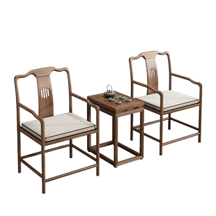 北方老榆木实木椅子新中式茶椅圈椅太师禅官帽打坐茶桌主人靠背椅