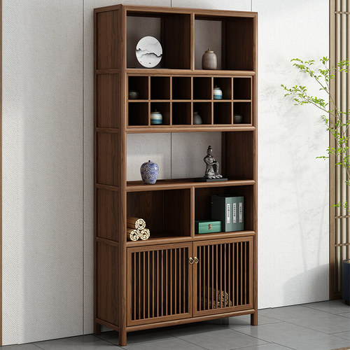 多宝阁茶室新中式书柜康曦木业