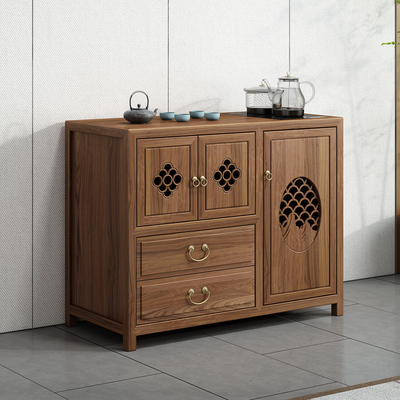 新中式茶水柜边几烧水台茶叶柜茶边柜内嵌烧水一体茶桌边柜小茶几