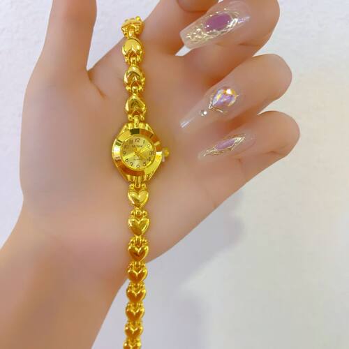 保不掉色黄金平替新款手表爆款白搭时尚金色铜合金机械女妈妈手表