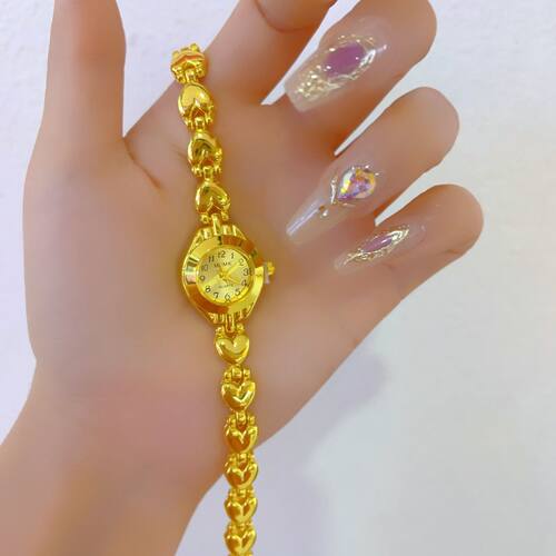 保不掉色黄金平替新款手表爆款白搭时尚金色铜合金机械女表